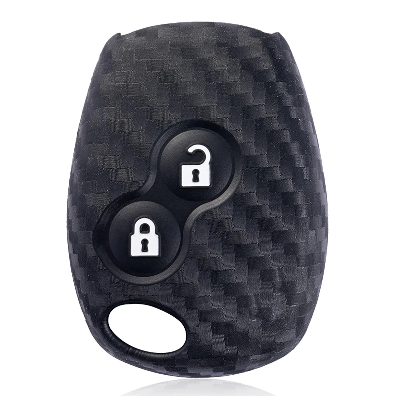 Llaveros de silicona de carbono para coche, funda para llave de 2 botones para Renault Duster Clio DACIA 3 Twingo Logan Sandero Modus para Nissan