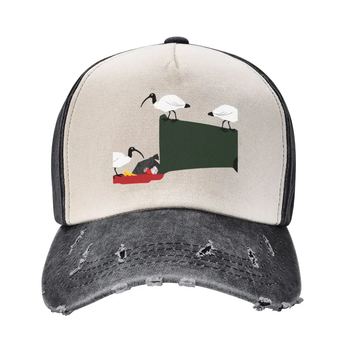 Bin Chickens Eating Lunch on Green Baseball Cap Sun Cap Hood Kids Hat Men's Hats Women's