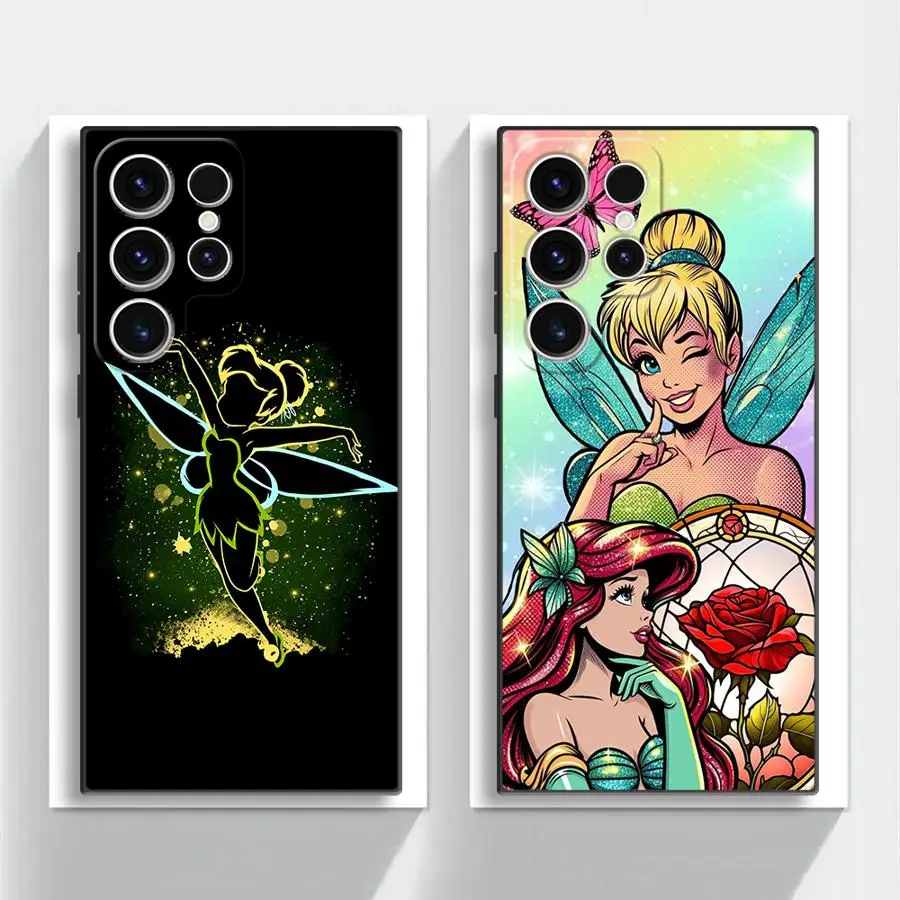 حافظة ديزني تينكر بيل لهاتف سامسونج جالاكسي S21 + S24 S25 Ultra S21 S23 FE S24Ultra S22 Plus S20 FE غلاف ناعم أسود