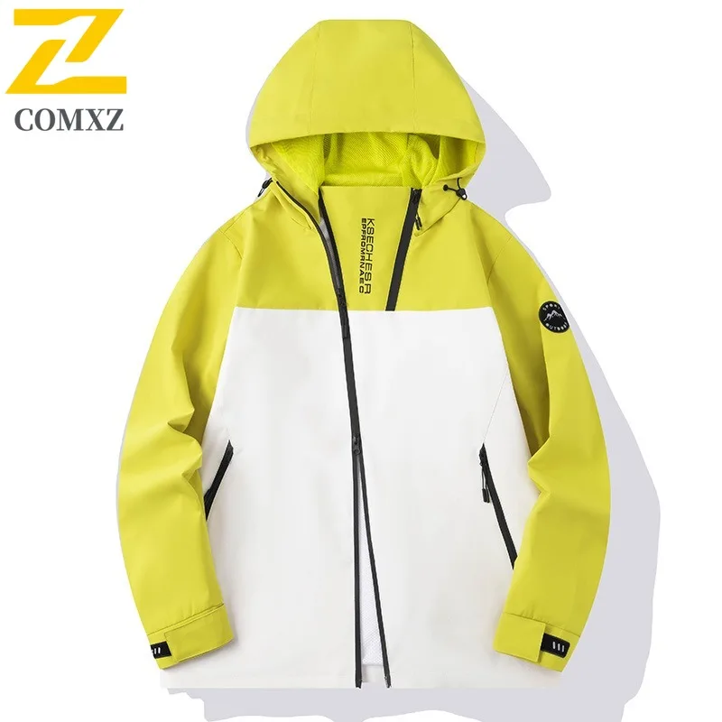 

COMXZ 2025 новая уличная прочная куртка мужская ветровка с цветными блоками женская весенне-осенняя ветрозащитная водонепроницаемая альпинистская куртка 18866