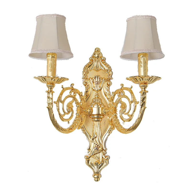 

Modern retro alloy European wall lamp living room hallway French luxury double-headed gold decorative crystal wall lamp