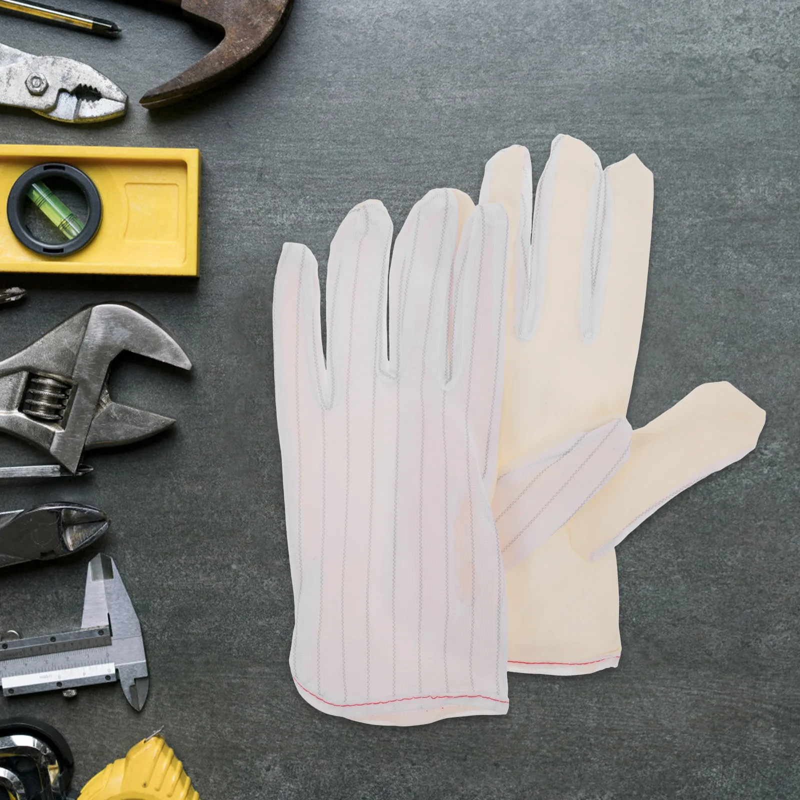 

10 Pairs Anti static Gloves Thicken Striped Fabric Men Dust free Cloth Outdoor Work PU Coated Gloves Long Cuff