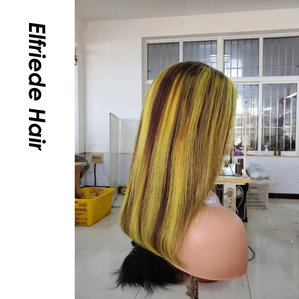 Elfriede #P1B/Yellow Piano Colored Bob Wigs Lace Front Human Hair Wigs 4x4 13x4 13x6 Lace Frontal Short Bob Hair Wigs for Women