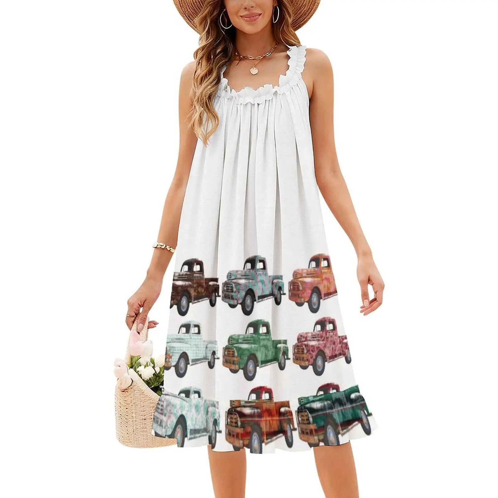 فستان حفلات أنيق للسيدات من Vintage Trucks فستان على شكل حرف a مع خيارات قصيرة/طويلة/بدون أكمام شاحنات عتيقة شاحنات عتيقة #4