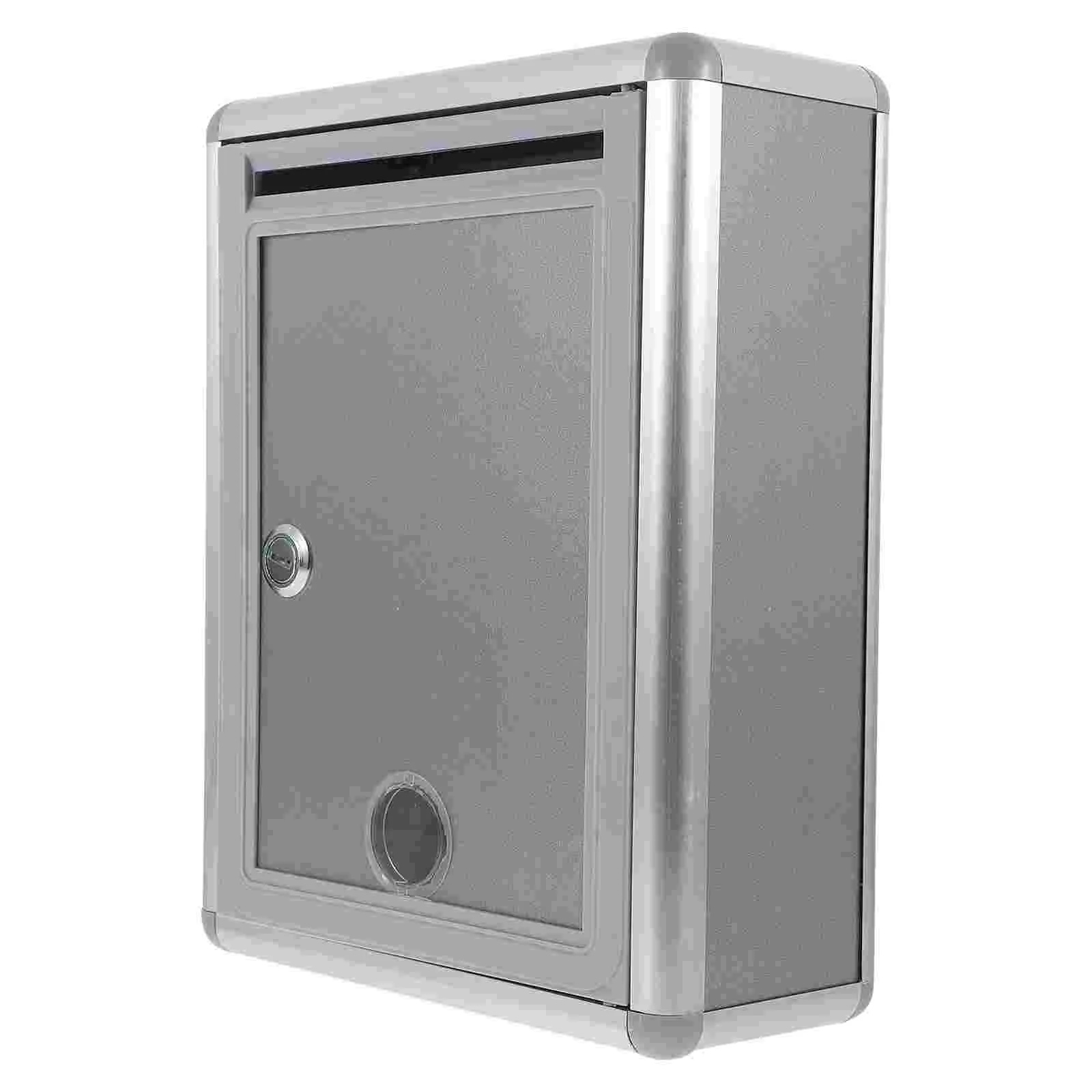 

Wall-mounted Suggestion Box Aluminum Alloy Mailbox Cash Hanging Confidential Lockable Letter Storage Container