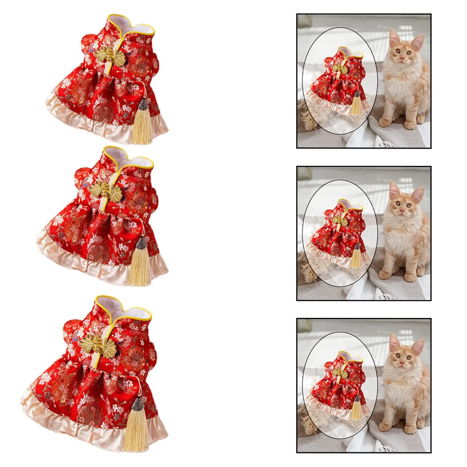 Pet Cold Jacket Coat Pet Winter Coat Cat Tang Costume Chinese New Year Party