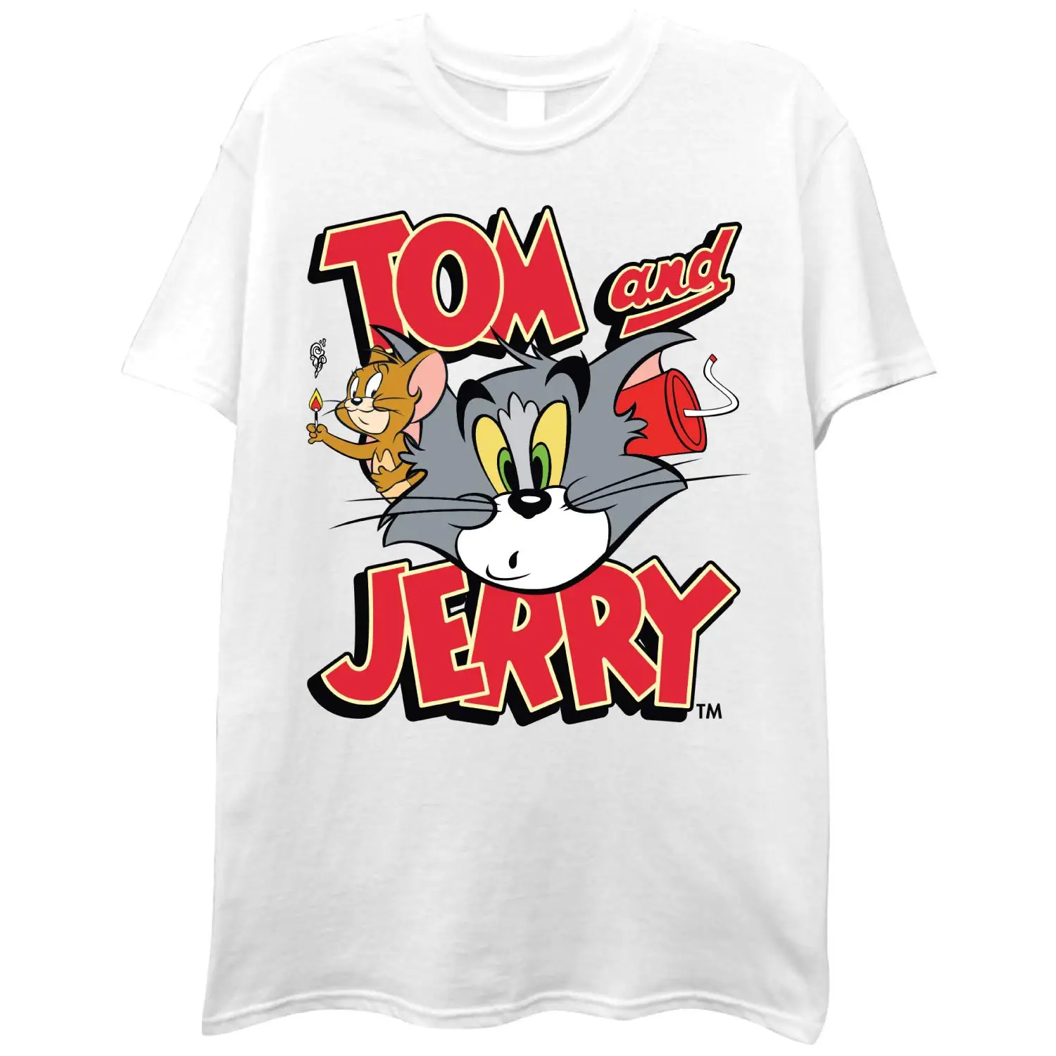 Women Maternity Clothes  Tom & Jerry Battle Shirt - Classic Hanna-Barbera Tee - Vintage Cartoon Multi Print Short Sleeve T-Shirt