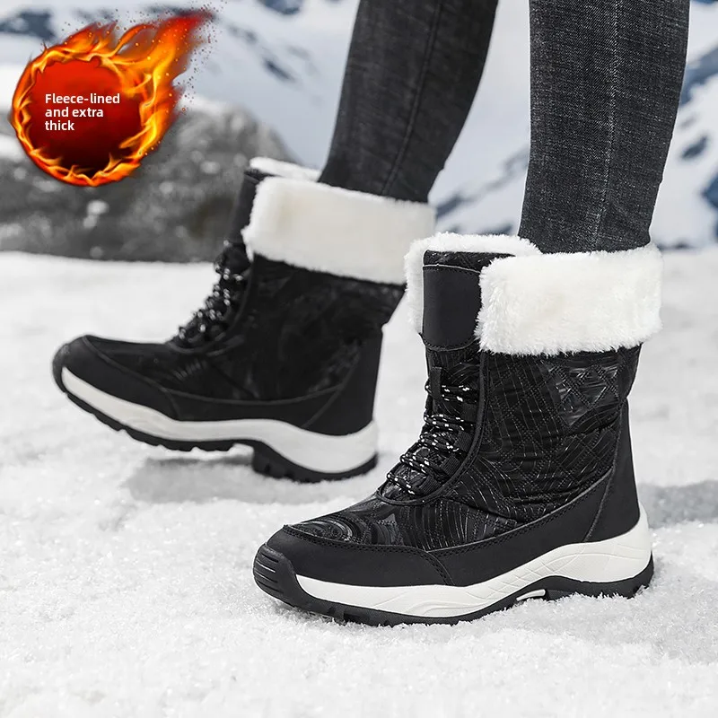 

Модные женские зимние ботинки очень большого размера, толстые теплые непромокаемые нескользящие повседневные хлопковые туфли на подкладке из искусственного меха