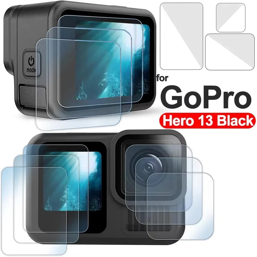 9 in 1 Camera Tempered Films for For Go Pro Hero 13 Black HD Clear Anti Scratch Lens Tempered Glass Screen Protectors for GoPro