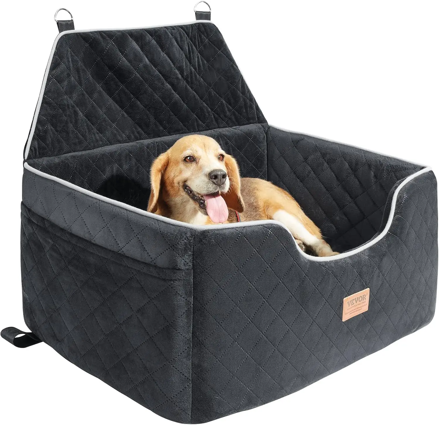 Dog Car Seat, Dog Booster Seat for Car with A Storage Pocket, Pet Car Seat with Clip-On Safety Leash, Sponge Filling