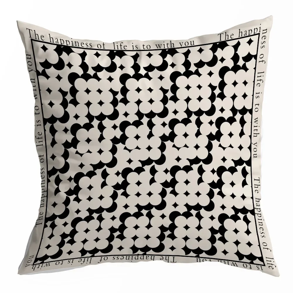 Black and White American Retro Throw Pillow Cover Geometry Home Sofa Car Office Pillow Cushion Cover