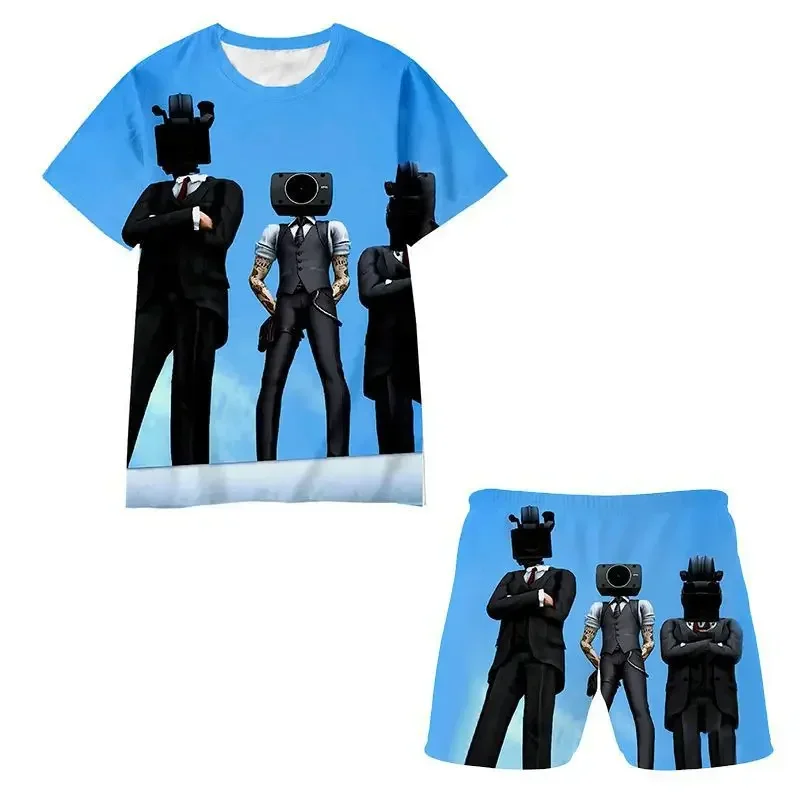 Skibidi Toilet Boys T Shirt Sets Fashion New Summer Clothes Boy Suit 3d Print Children Set Girl Short Sleeve Kids T-shirts Suits