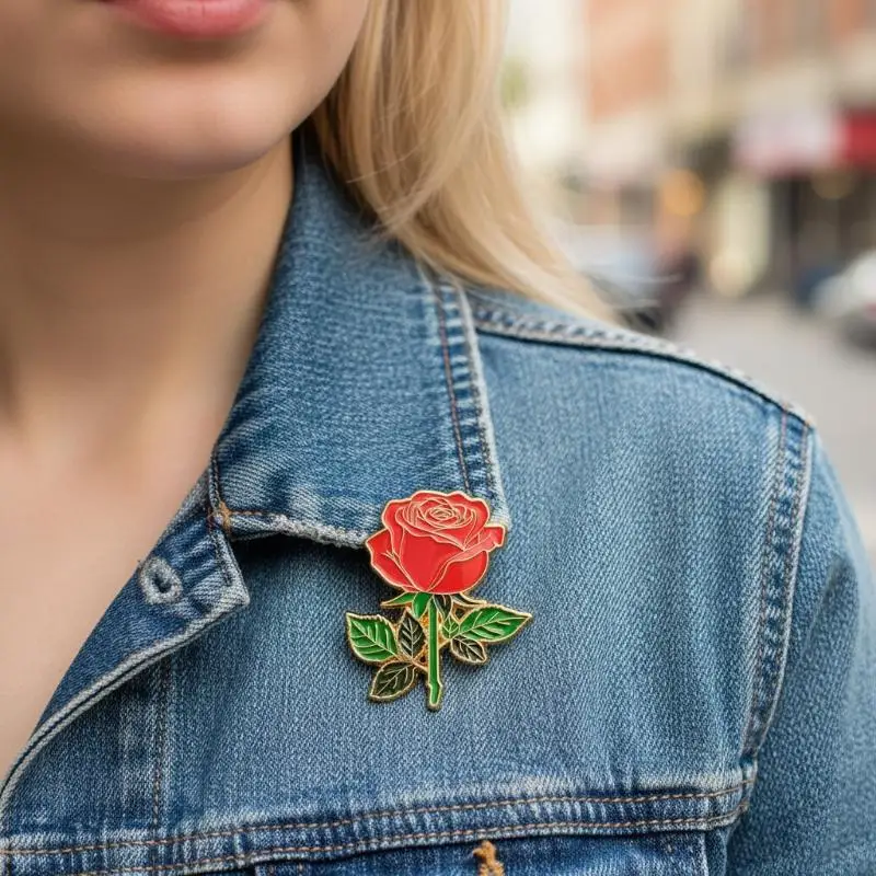 B*1Piece Fashion Rose Flower Brooches Pin For Women Clothing Coat Jewelry Accessries Gifts