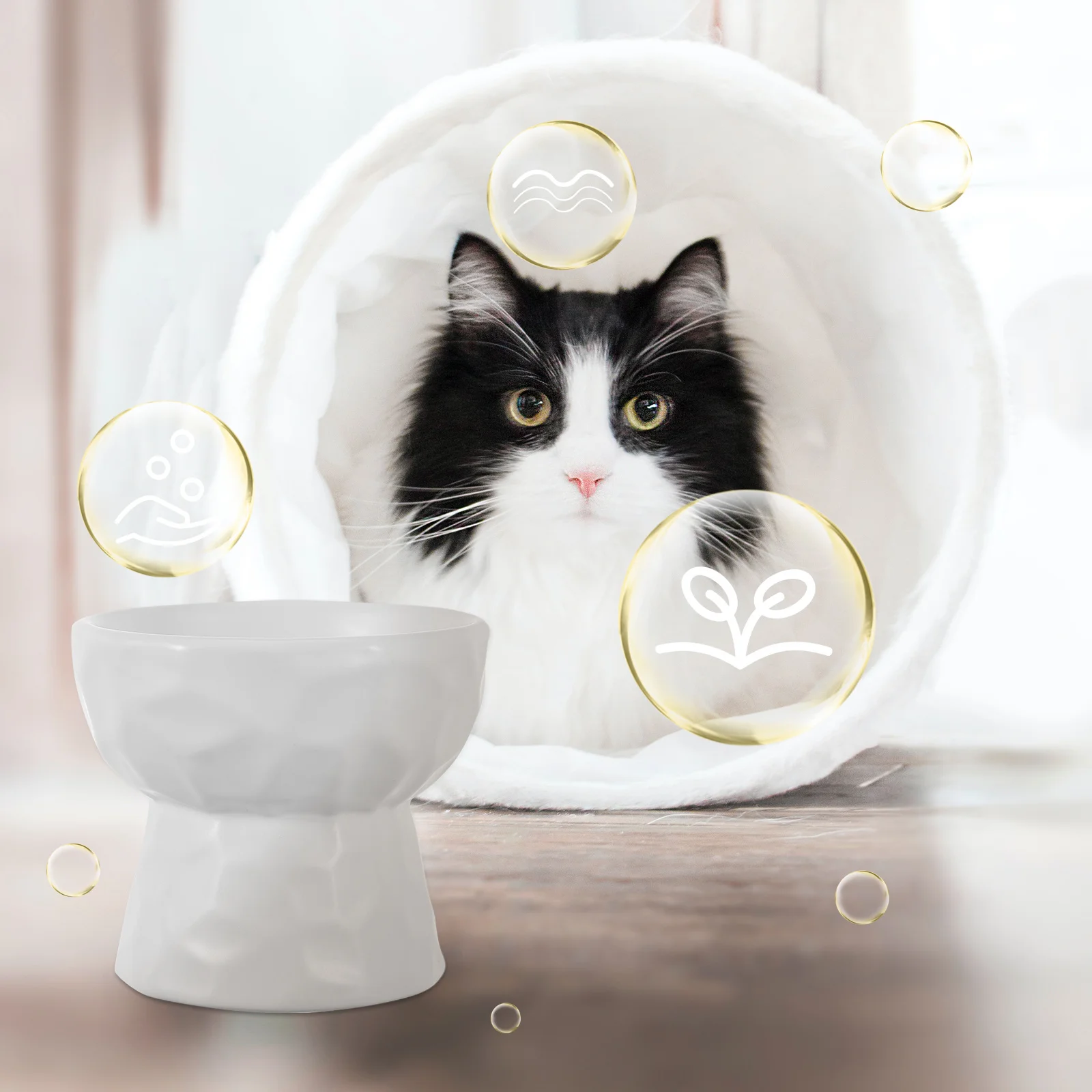 

Elegant Ceramic Pet Food Bowl Sturdy Workmanship Easy to Clean Kitten Feeding Basin Non Tip Over Design for Home Use