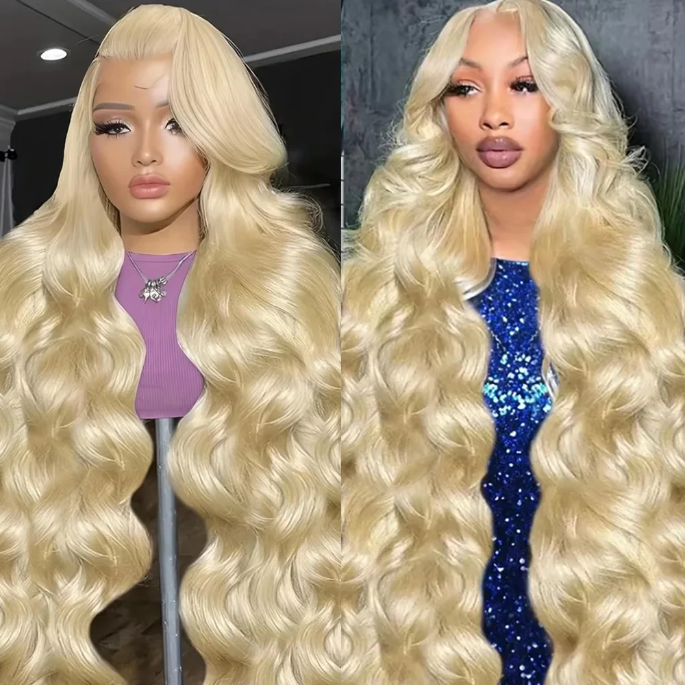 

46 Inches 613 Honey Blonde Body Wave Wig 13x6 Lace Frontal Human Hair Pre Plucked Wigs 200 Density Human Hair Wigs For Women