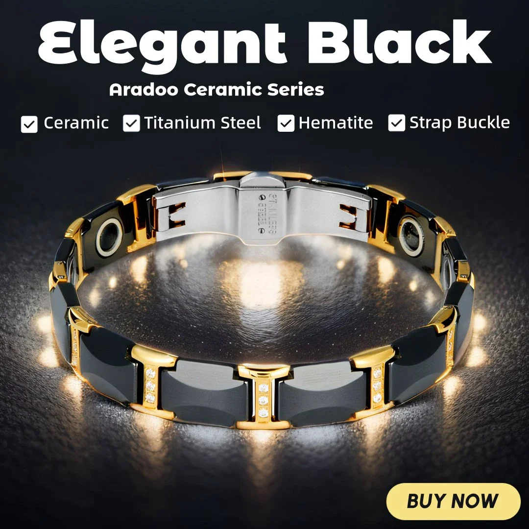 

ARADOO Ceramic Titanium Steel Bracelet Hematite Magnetic Therapy Strap Buckle Bracelets