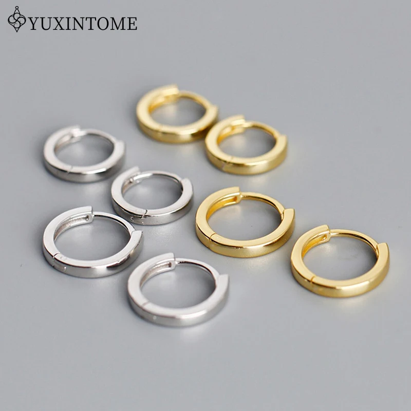 925 Sterling Silber Ohrnadel vergoldet mit 24 Karat Gold Creolen 11 mm/9 mm einfache runde Punk-Ohrschnalle Mode-Party-Schmuck