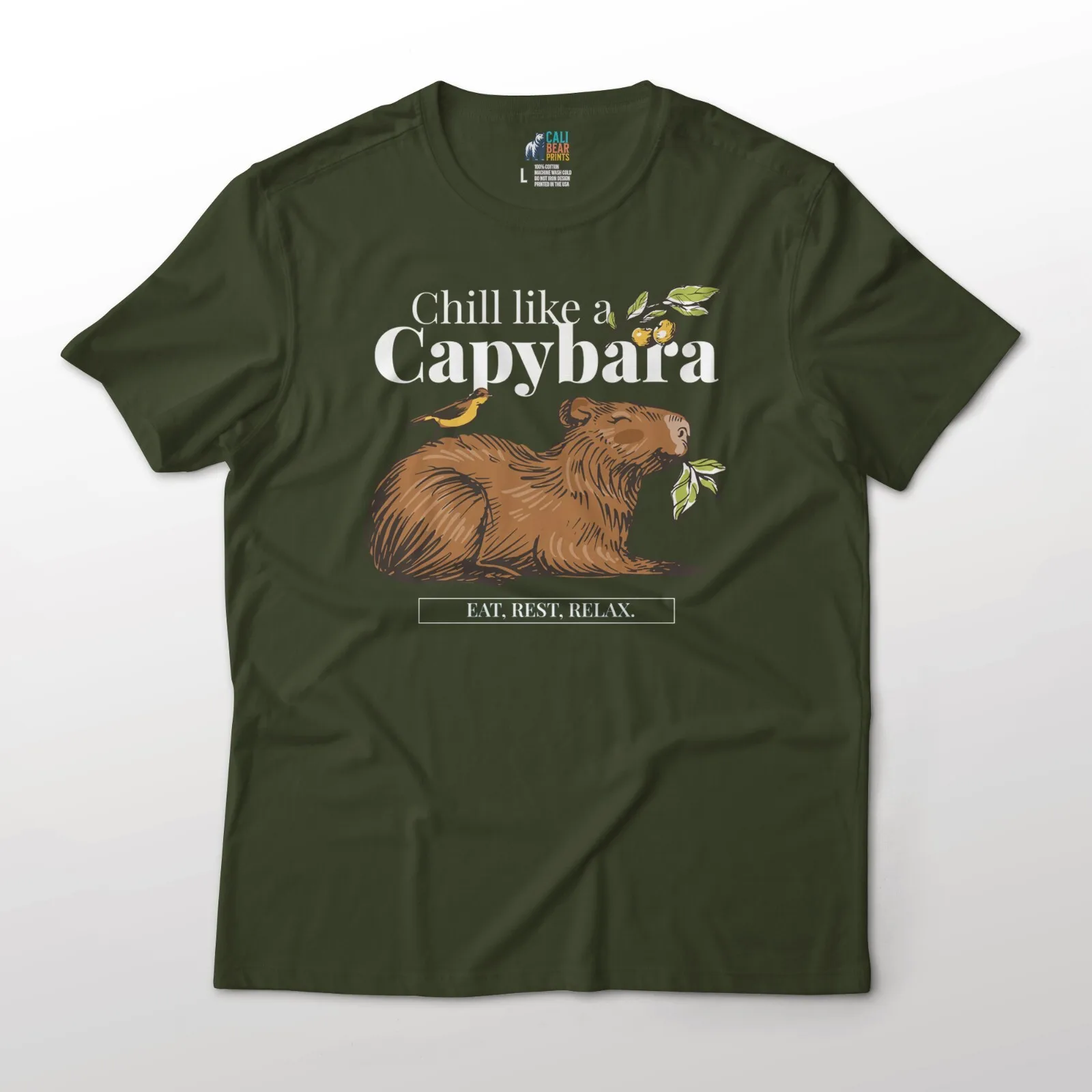 Chill Like A Capybara Eat Rest Relax Cottage Core Animal Graphic T-Shirt
