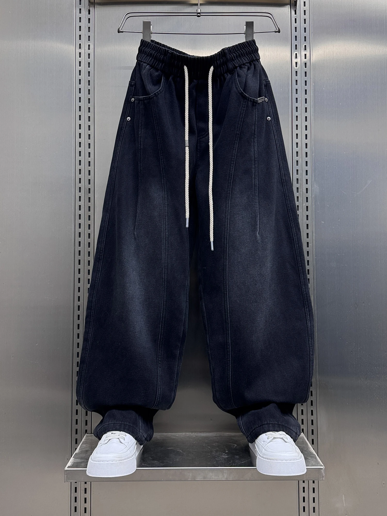 

Waed Fce Lined Thi Men's Jeans Casual Straight Leg Winter New Sle High Street Cool Brand American Sle Loose Fit