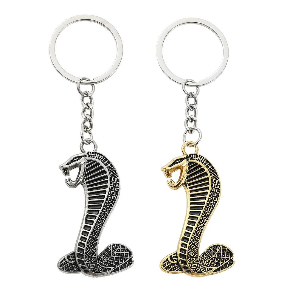 Fashion Metal Key Ring Auto Keychain Snake Shape Key Chain Fit For Ford Mustang GT Cobra Chaveiro Llavero Key Holder Car Styling