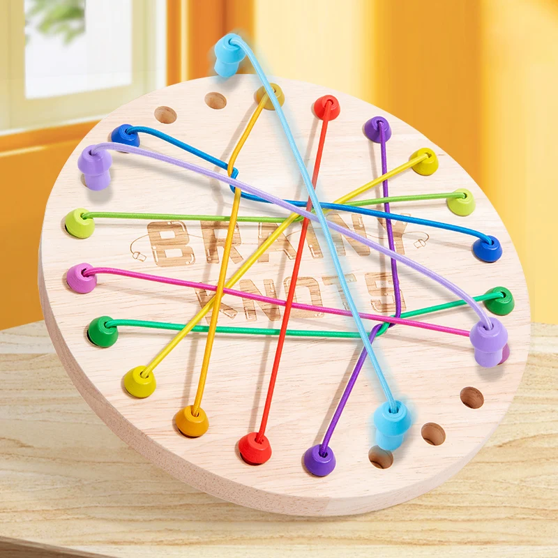 Montessori Rope Breaking Game Wooden Color Matching Toys Early Education Digital Pattern Thicken Blocks Game for Kids Gift Toy