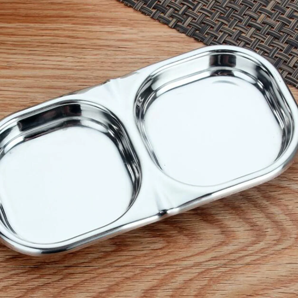 مقصورة مزدوجة طبق توابل وصلصة الفولاذ المقاوم للصدأ نكهة السلطانية ل المقبلات بهار الحلوى غمس إناء/ قدر التوابل تخدم