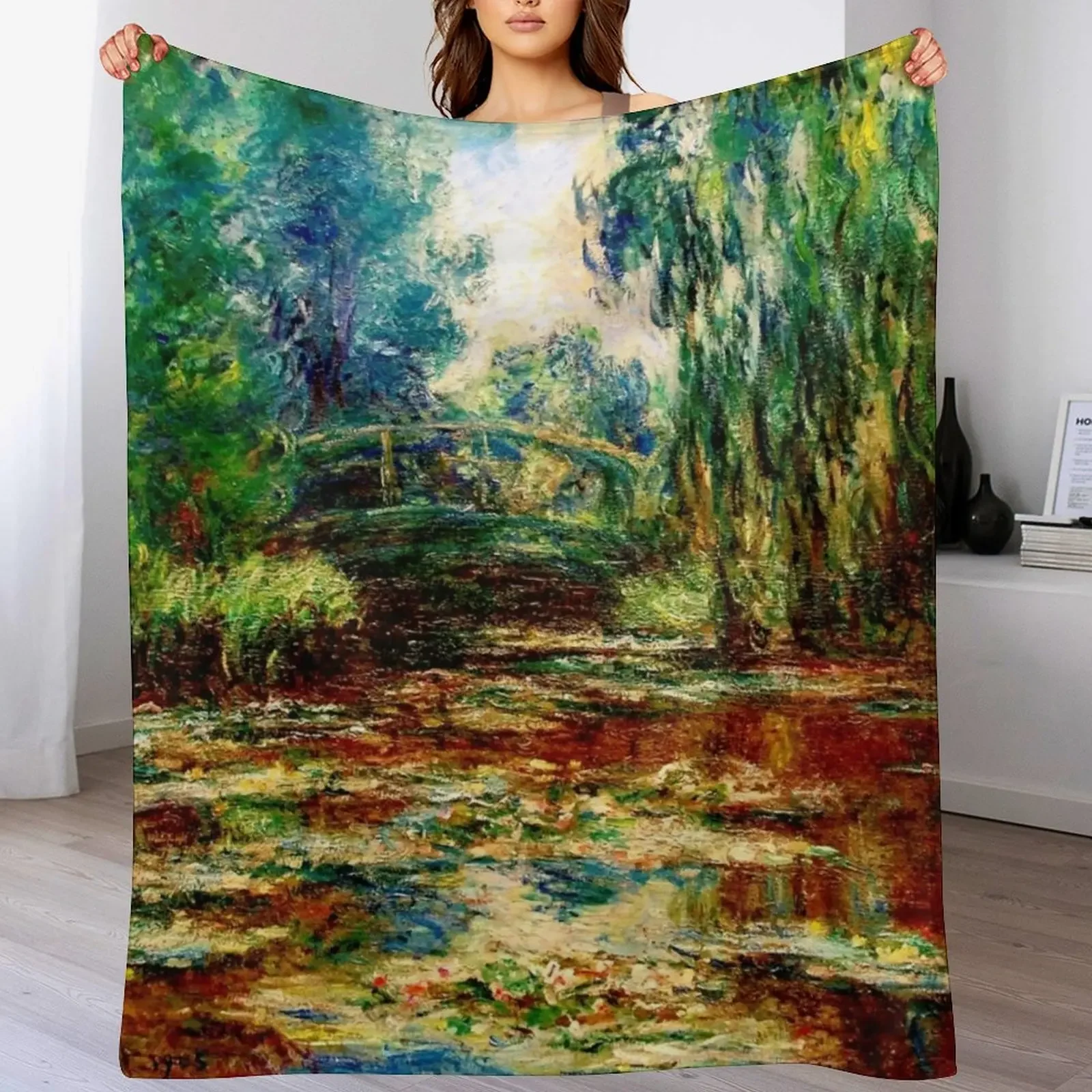 

Claude Monet Water Lily Pond and Bridge| Monet's Garden Throw Blanket anime Furry sofa bed Blankets