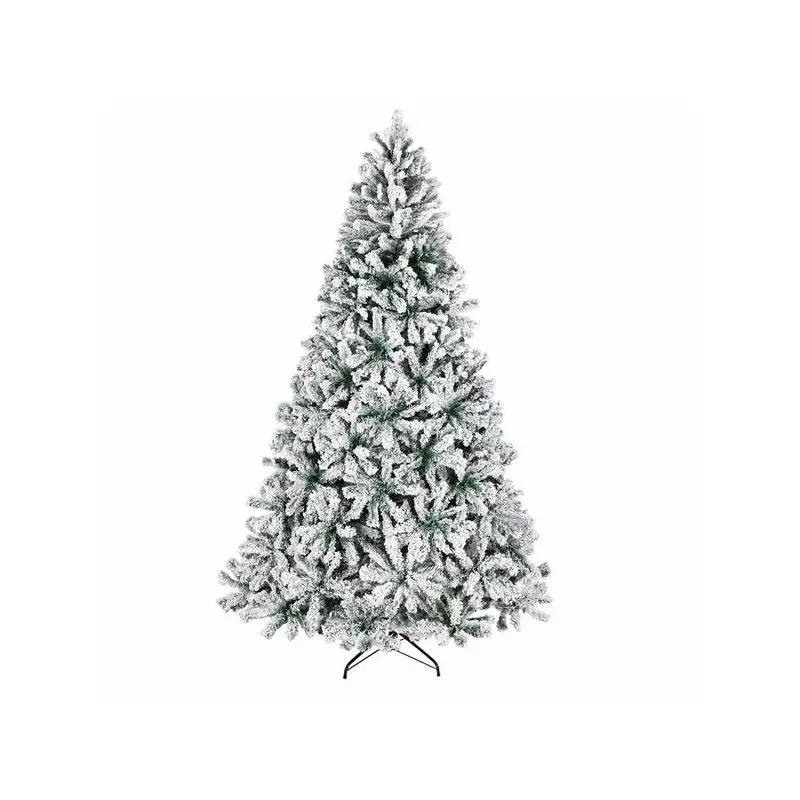 

6ft Unlit Snow Flocked Hinged Artificial Pine Tree with 1050 Tips and Metal Stand for Xmas Indoor/Outdoor Decoration