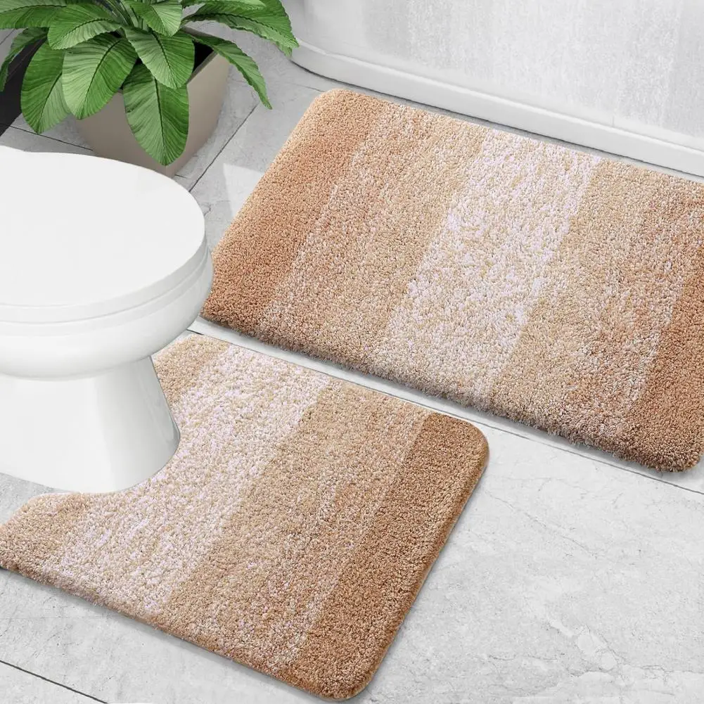 Sophisticated Bath Rug Colorblock Anti-slip Doormat with Strong Water Absorption for Indoor Entryways Rooms Kitchens Oblong