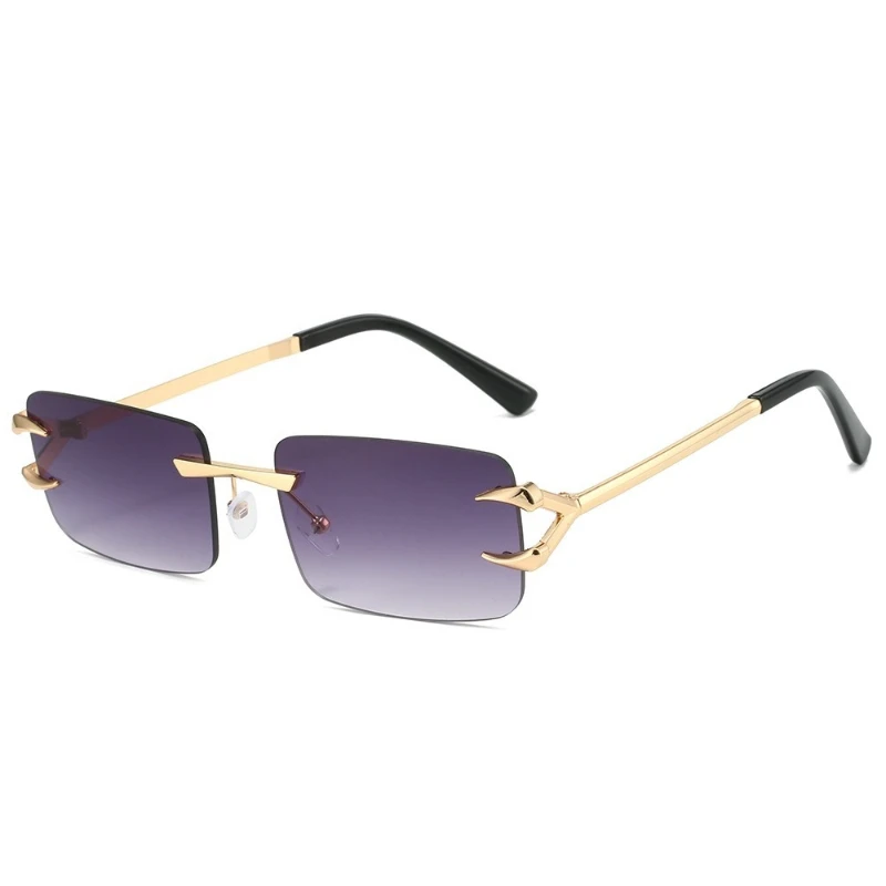 Neue rahmenlose Sonnenbrille, modische und einfache quadratische rahmenlose ozeanfarbene Sonnenbrille – Detail 4