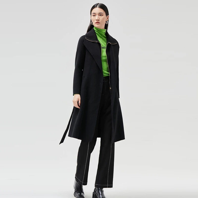 

Однотонный свитер с высоким воротником и буквами, зимний женский свитер из смеси полиэстера Faion Commute Sle Long Sve