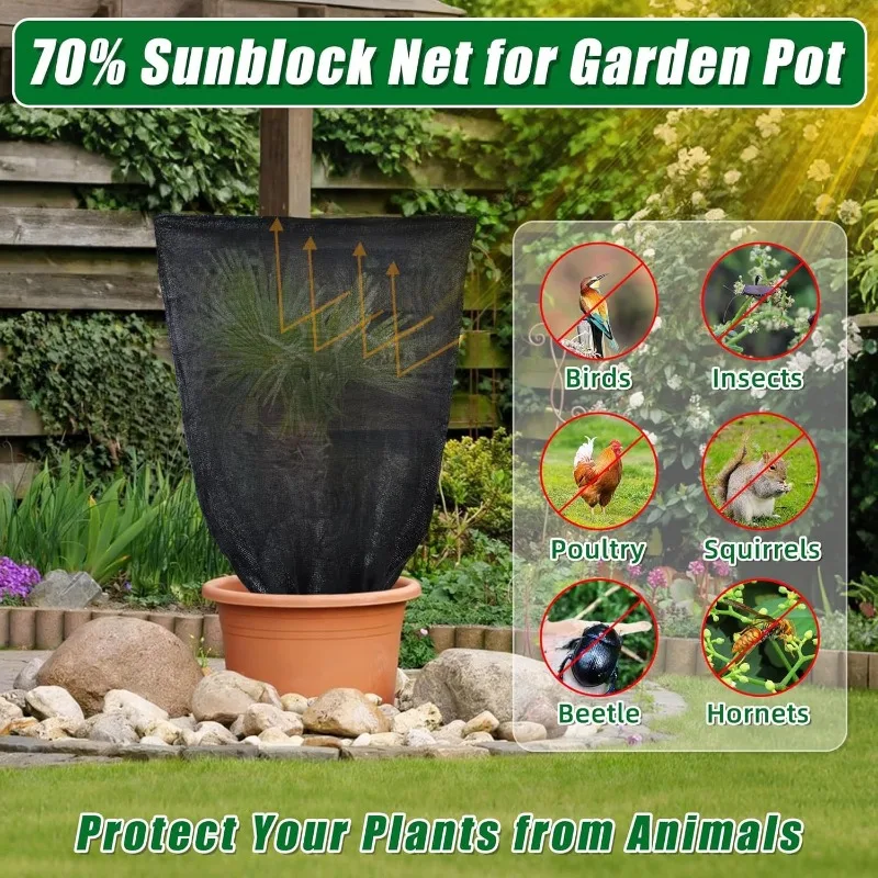 Insect Bird Barrier Netting Mesh with Drawstring Garden Netting Pest Barrier Plant Cover Fruit Tree Net for Protect Vegetables