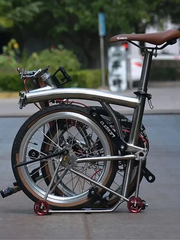 AliExpress NONE MYWAY 16 Inch Titanium Alloy Trifold Folding Bike 7 Speed P Line Modification with Disc And Flat Brake for MINI City Bike Vehicl