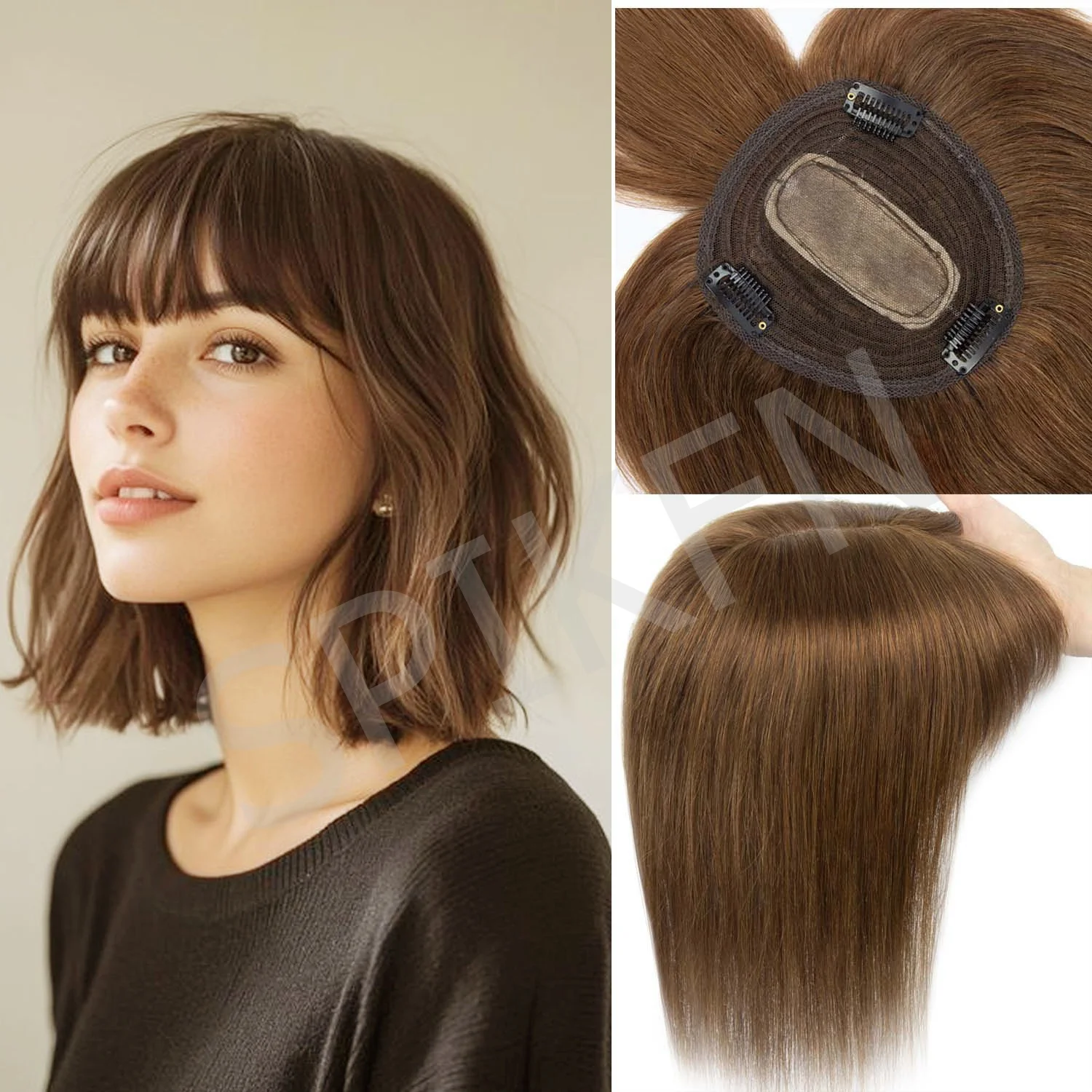 360-°-女性用3dヘアピース-人毛クリップ式前髪ヘアピース-ウィッグ-前髪付き-薄毛隠しヘアピース-ウィッグレット-ウィッグ-ブラウン