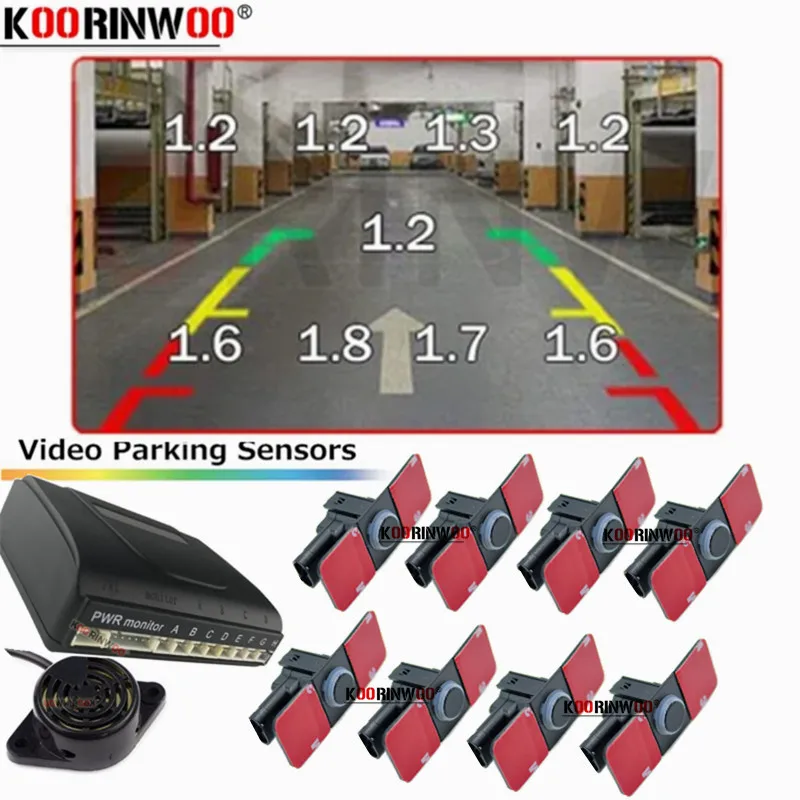 Koorinwoo Auto Parking Sensors 6 8 Front Back Cars Detector Video System 12V Reversing Electromagnetic Backup Radars Parktronic