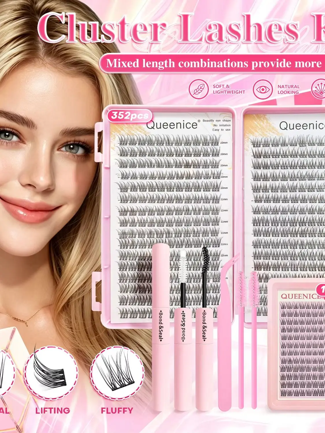 Cluster-Wimpern-Set, Manga Fairy & Natürliche Flauschige Einzelwimpern-Cluster, DIY Wimpernverlängerungen, Gemischte Längen, Weiches Dünnes Band – Detail 1