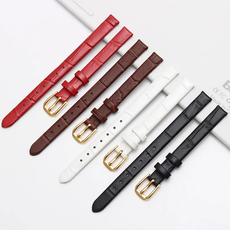 Correa de reloj de cuero de tamaño pequeño para mujer, pulsera de moda, Armani Fossil DW ck, 6mm, 8mm, 10mm, 12mm, 14mm, 16mm