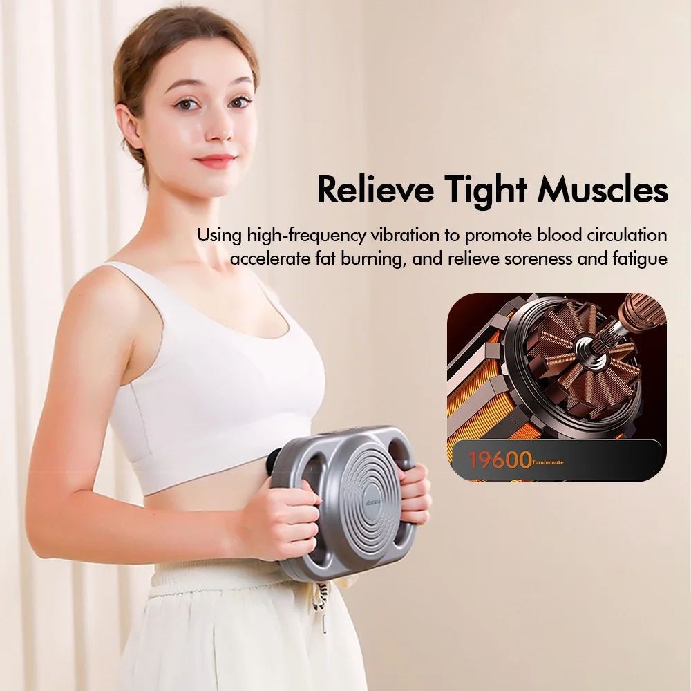 Electric 6 Head Massage Gun Percussion High Frequency Vibration Fascia Gun Back Neck Body Relax Fitness Slimming Massager