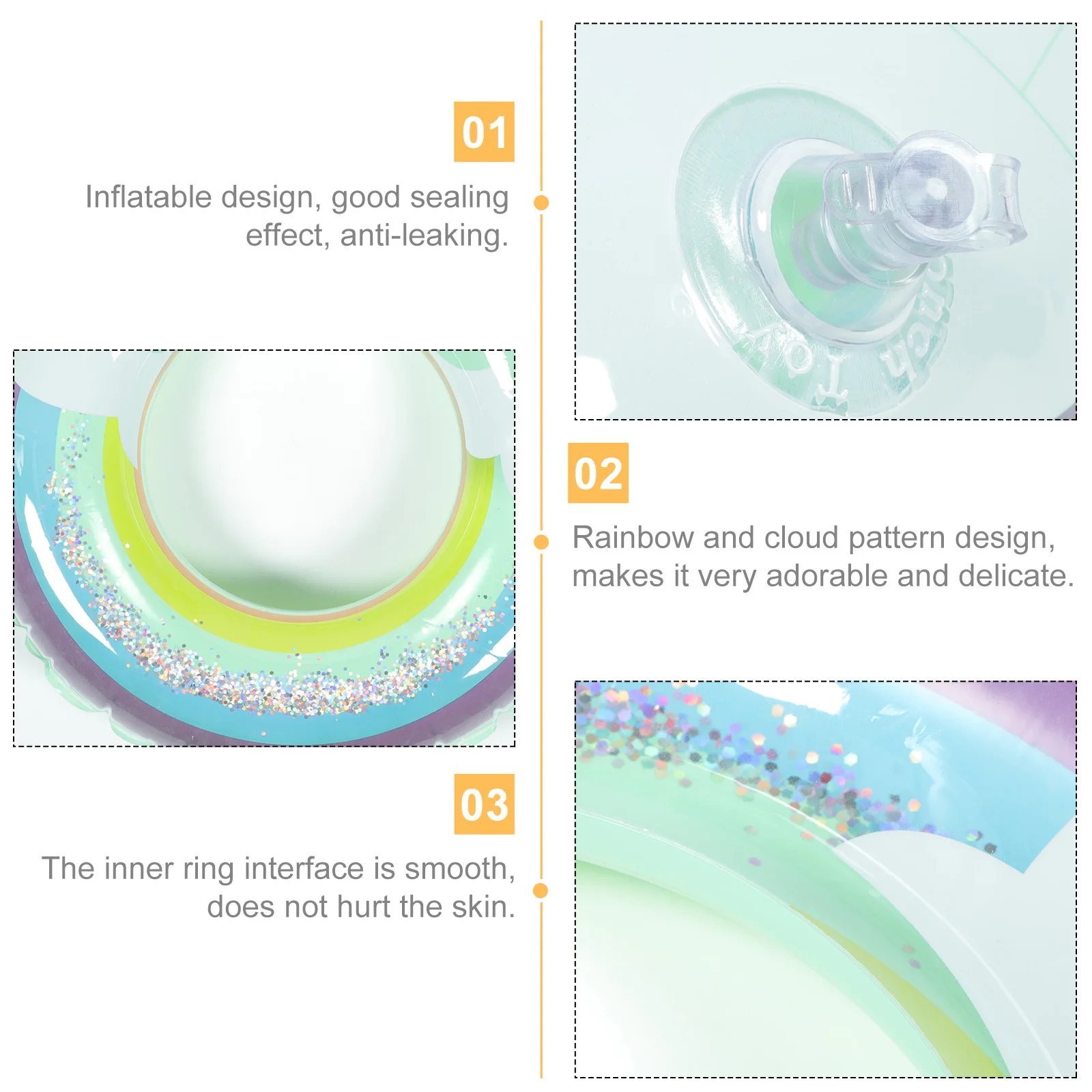 1pcs Thickened Rainbow For Kids Swimming Safe Swim Ring Leisure Beach Party Float Swim Rings For Kids Ring