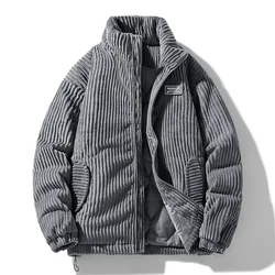 Chaqueta acolchada de pana para hombre, Parka de algodón, abrigo rompevientos con cuello levantado, Estilo Vintage coreano, Otoño e Invierno