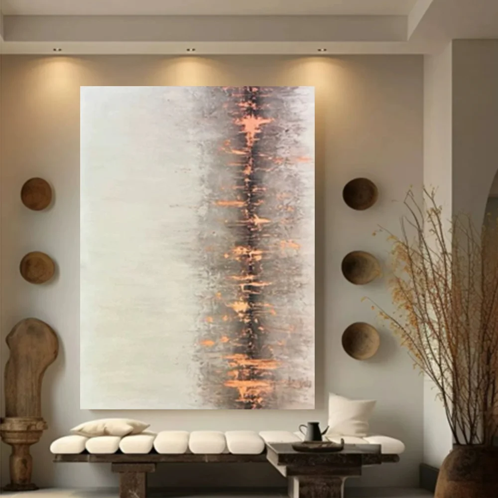 

Abstract Oil Painting 100% Hand Drawn Grey Unique Original Wall Art for Home Living Room Decorative Interior Aesthetics