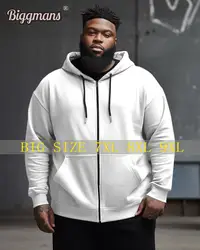 Biggmans L-9XL Hoodie For Men's Winter Large Size Casual Street Solid Color Zipper Man Top