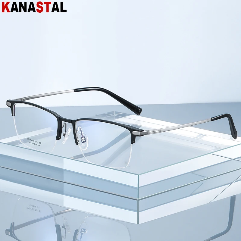 

Men's Pure Titanium Square Eyeglasses Frames Women Eyewear Optical Blue Light Blocking Lens Myopia Prescription Reading Glasses