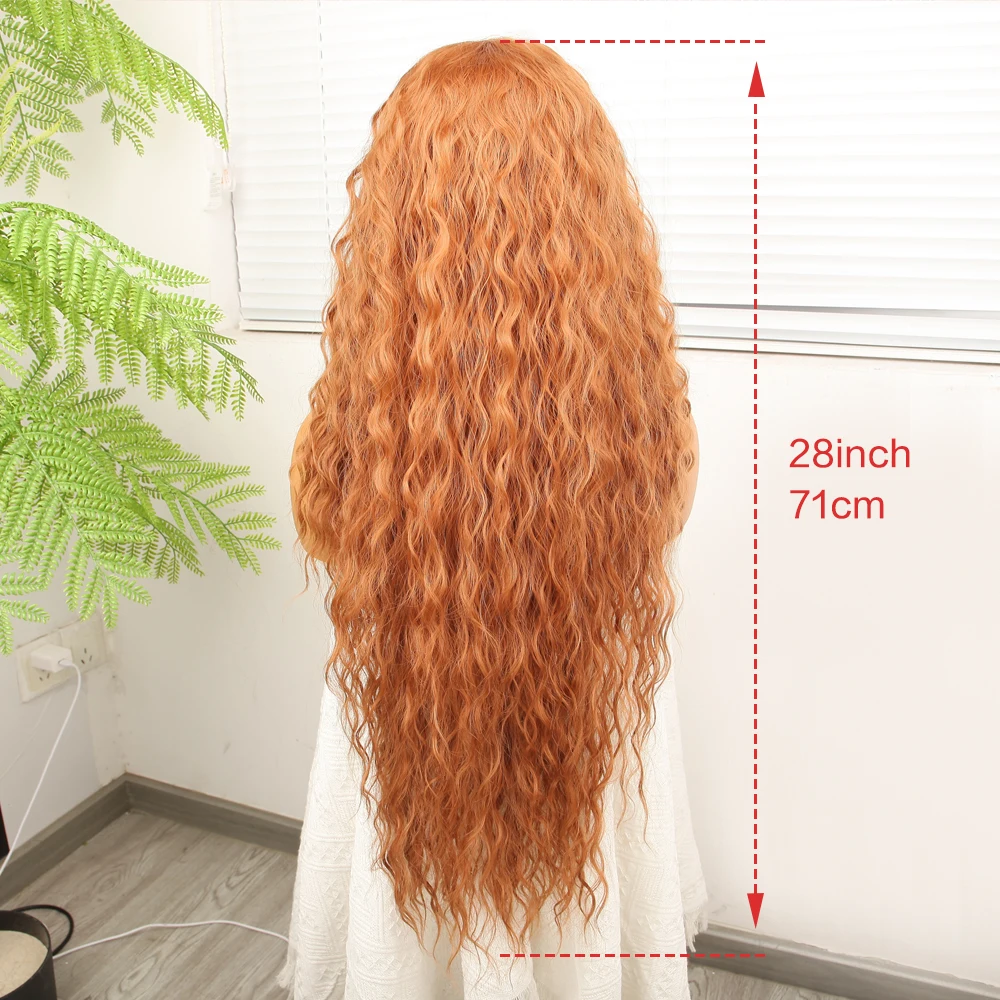 180 Density 13*4  Synthetic Lace Front Wigs Long Curly wig Ombre Blonde For Black Women Brazilian Women Stylish Daily