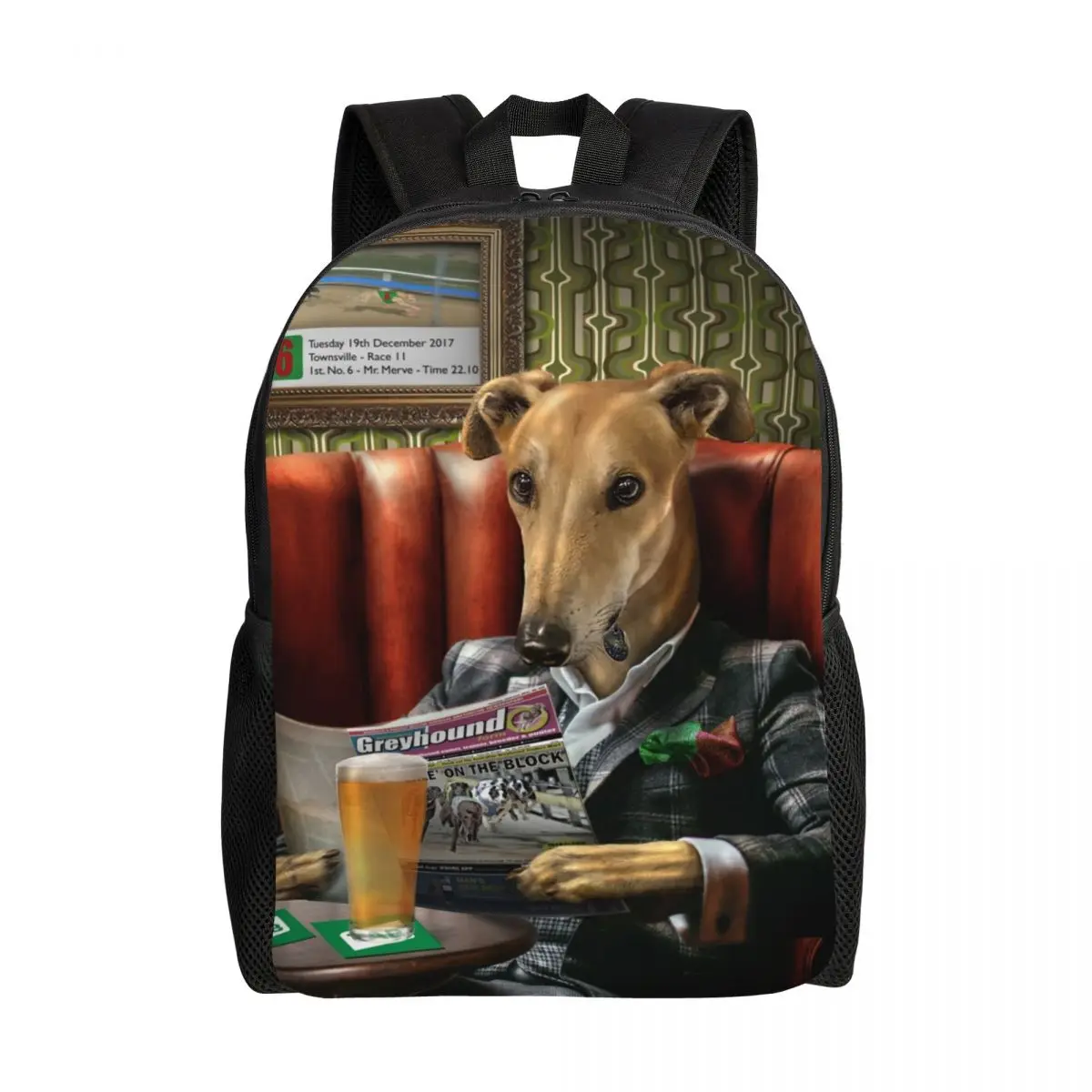 

Personalized Greyhound Dog Portrait Backpacks Women Men Fashion Bookbag for College School Whippet Sighthound Lover Bags