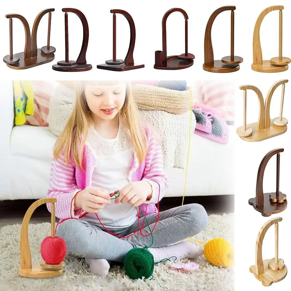 Wooden Yarn Holder Handmade Magnetic Levitation Wool Yarn Winder Crocheting Rotatable Yarn Ball Storage Rack