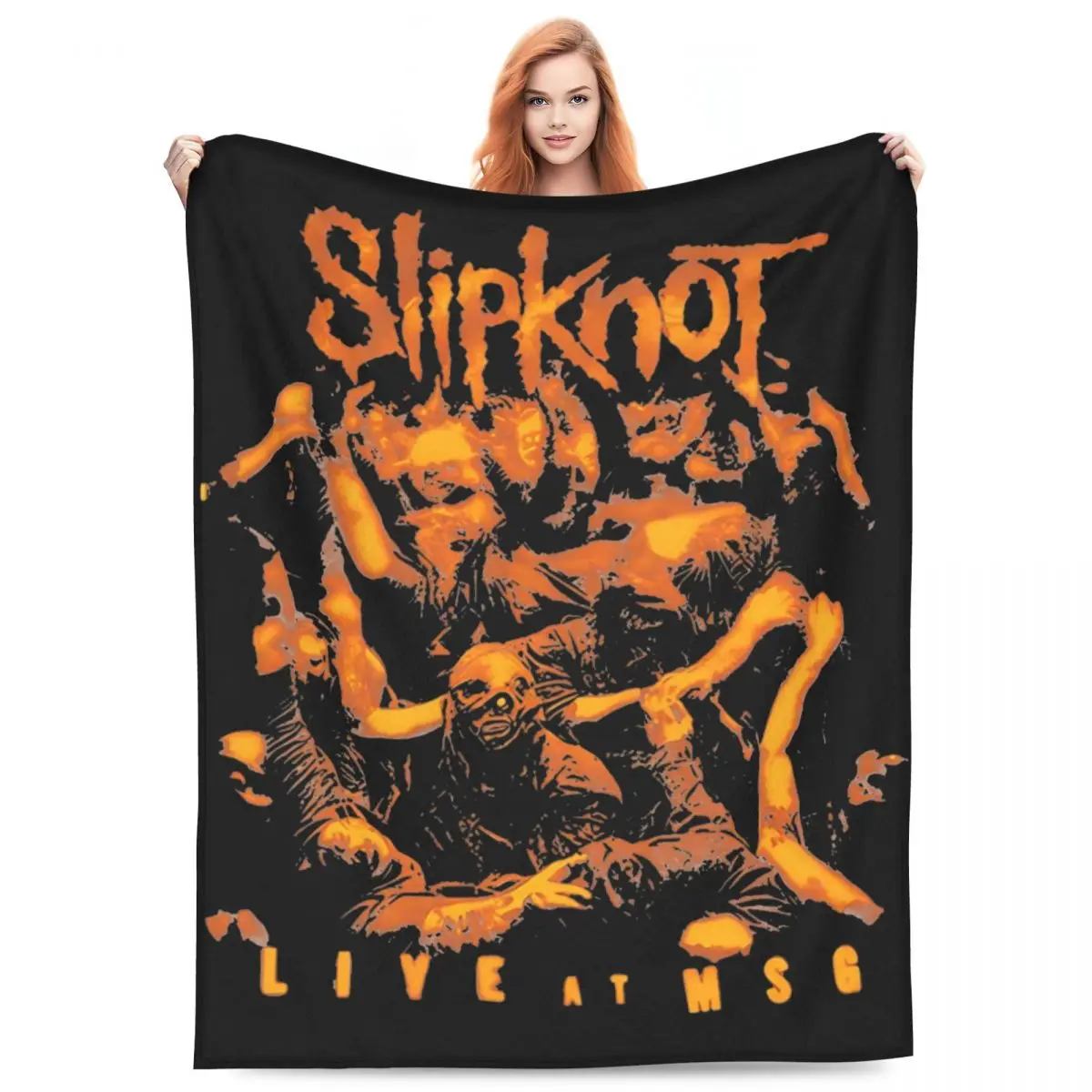 Slipknots Heavy Metal Band Throw Blanket Fleece Bedding Rock Music Skull Throw Blanket Cozy Soft for Travel Plush Thin Quilt