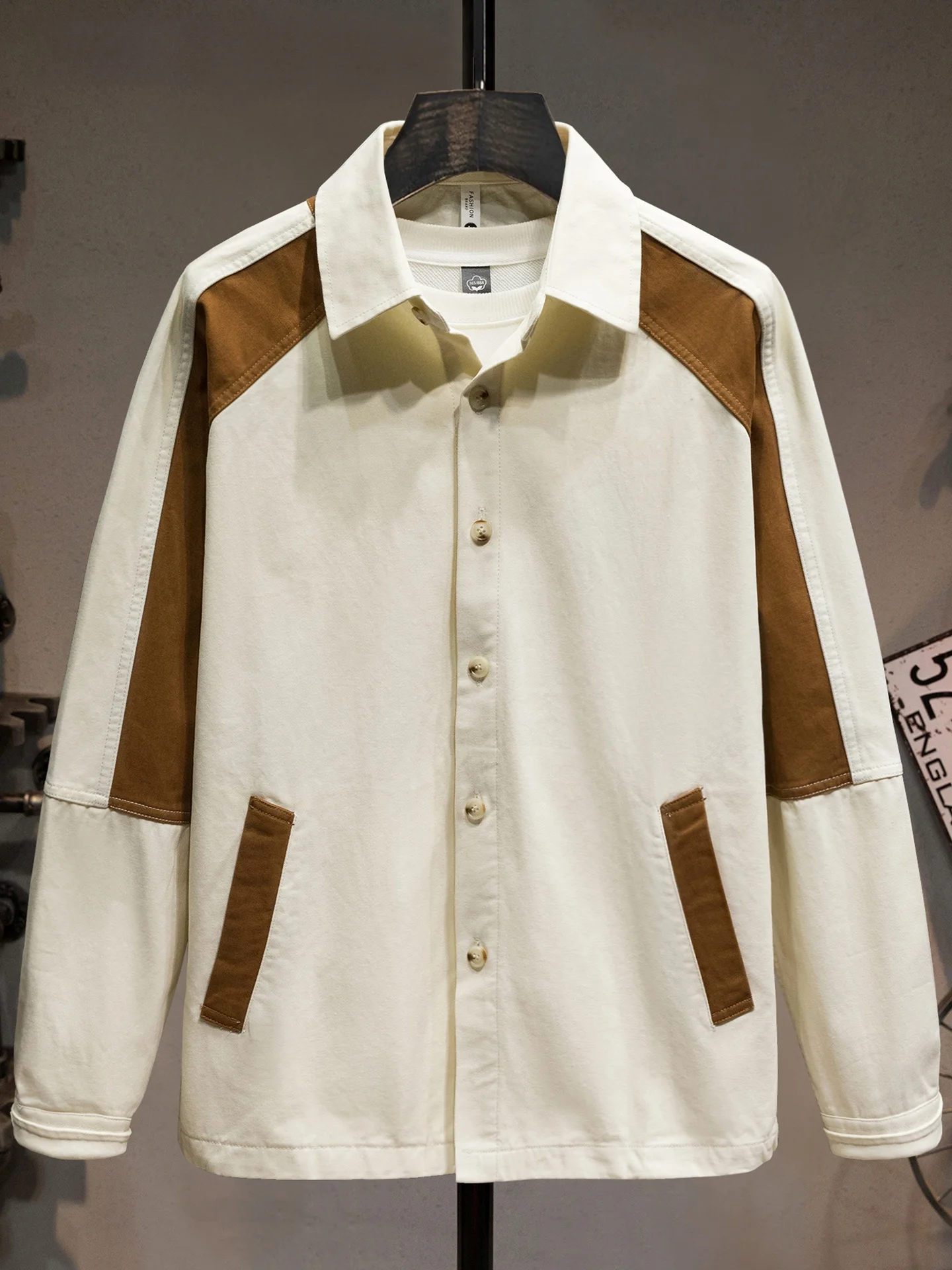 

Модная мужская куртка в стиле пэчворк, рабочая одежда, с длинными рукавами, в американском ретро-стиле, высококачественная хлопковая верхняя одежда, дышащая, повседневная, стильная