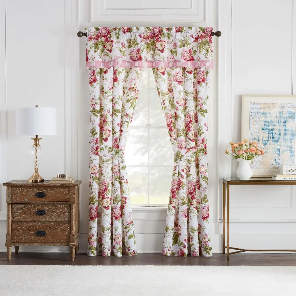 

Curtain Peony Rod Pocket Light Filtering Single Curtain Valance Blackout Curtains for Bedrooms Tulle Curtains in the Living Room