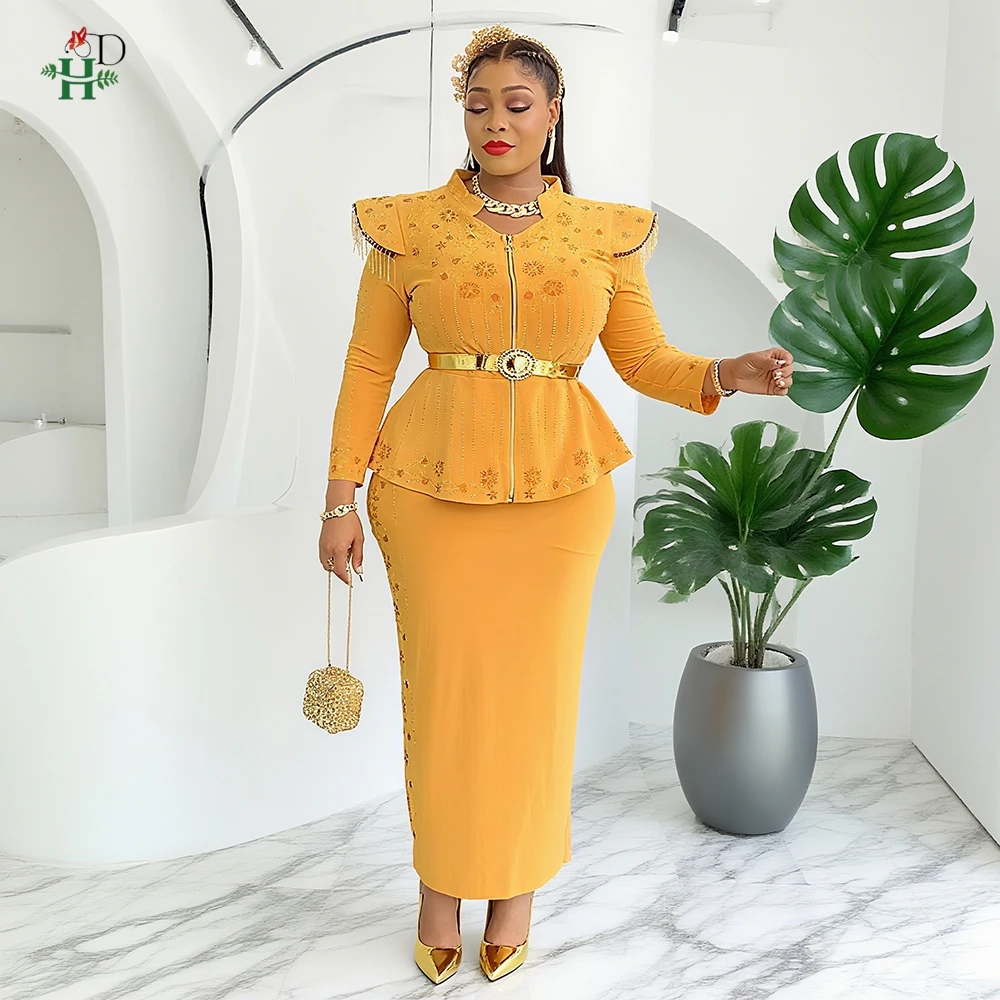 Nueva ropa africana para mujer, 2 uds., Tops y faldas, traje Dashiki Ankara, trajes turcos, vestido de talla grande, vestidos africanos de oficina